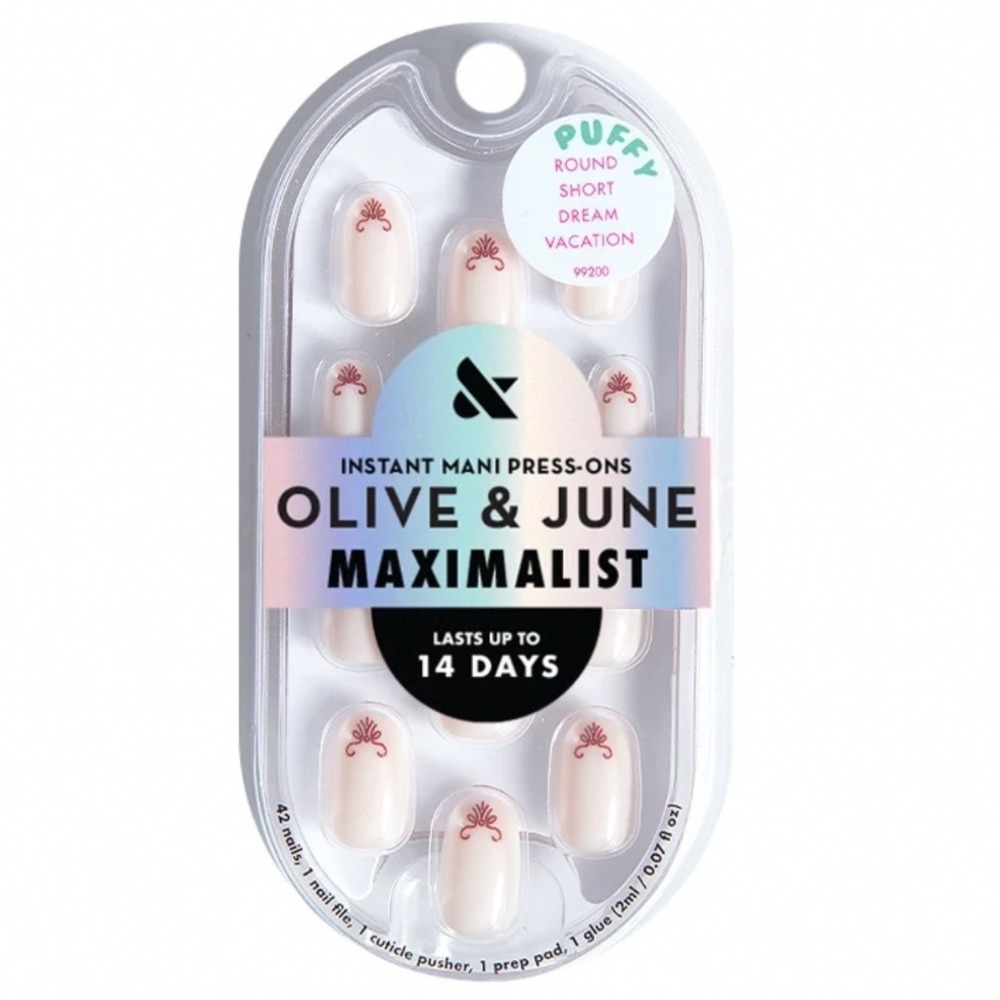 Olive & June Maximalist Press-On Nails Dream Vacation Puffy Round Short 42ct